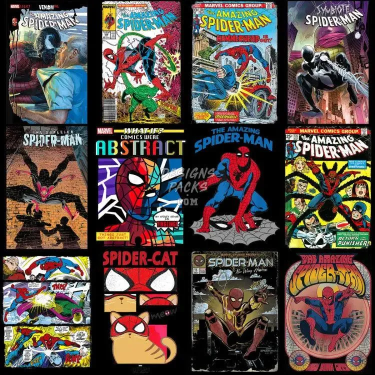 45 Movie Comics Hero Spider Designs Bundle PNG