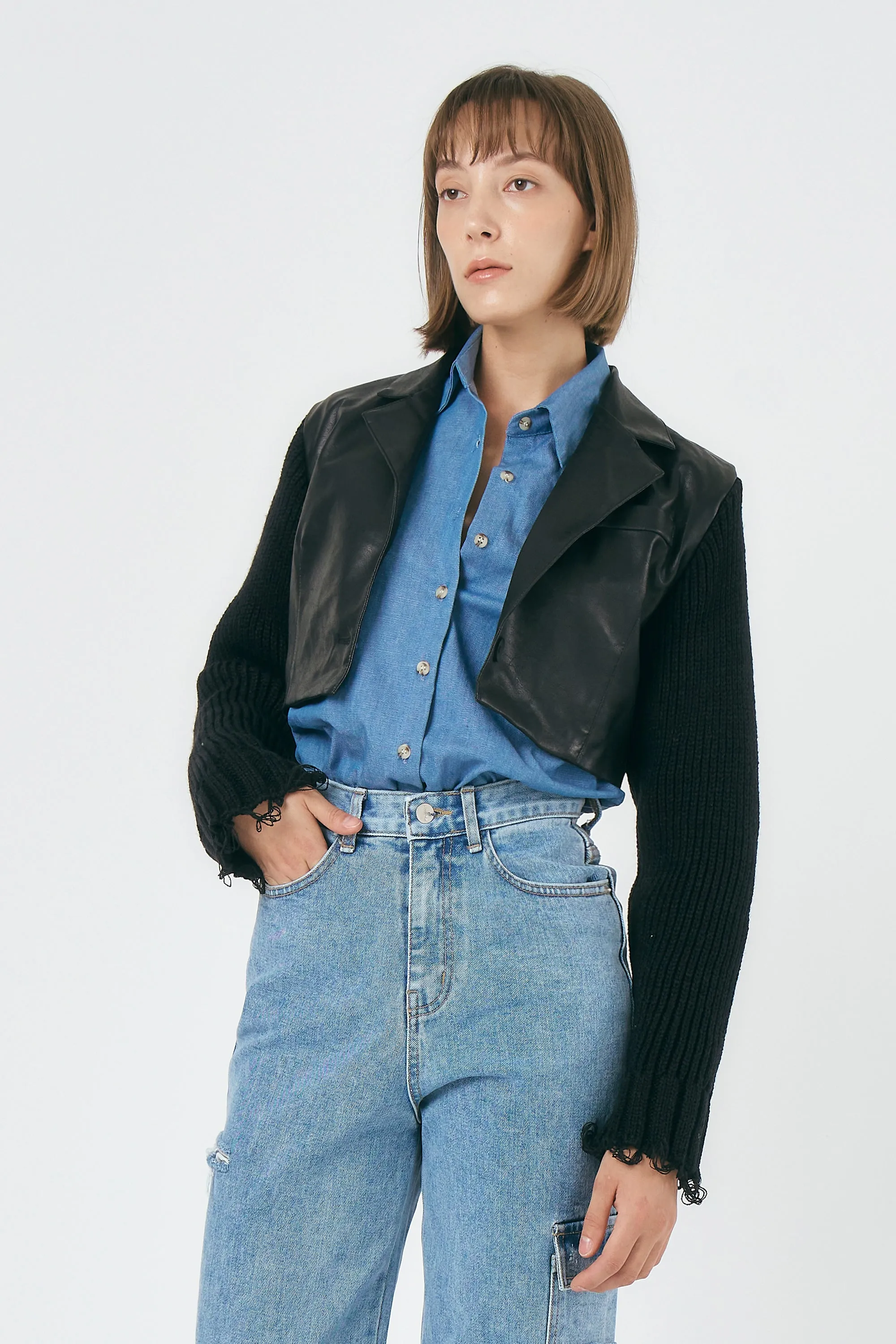 Ameli Pleather Cropped Jacket