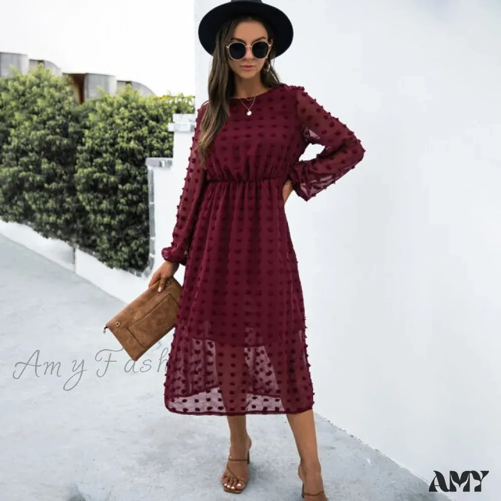 Amy Fashion - Elegant Casual Chiffon Party Vintage Midi Dresses