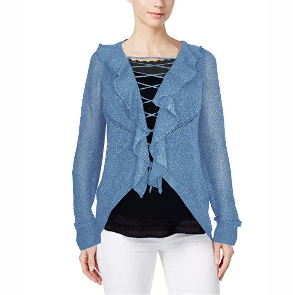 ASHORE RUFFLE AND LACE UP COLLAR CARDIGANS