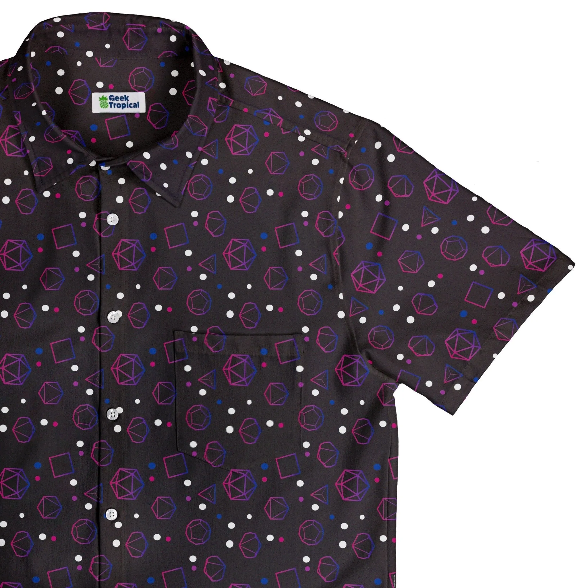 Bisexual Pride Flag DND Dice Button Up Shirt