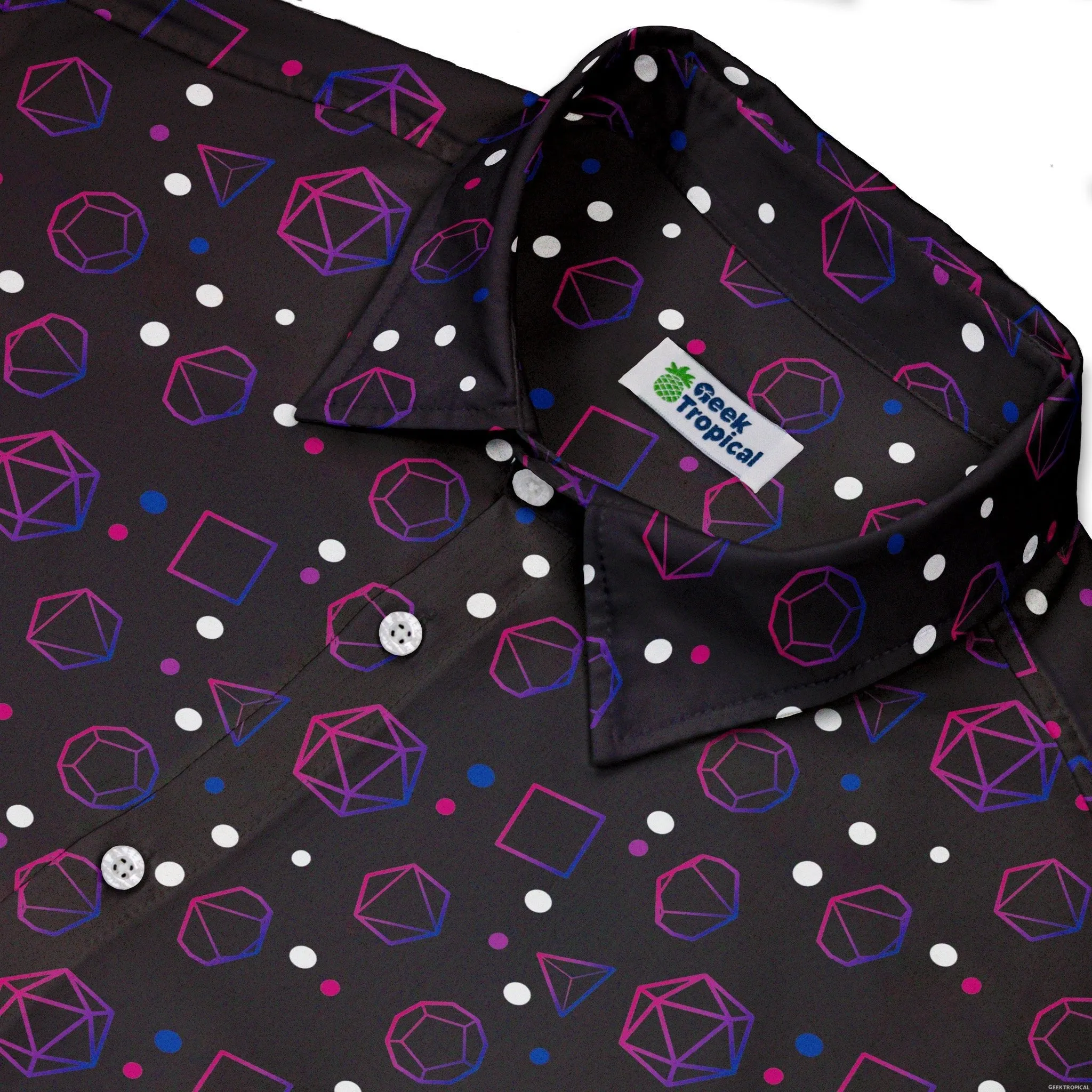 Bisexual Pride Flag DND Dice Button Up Shirt