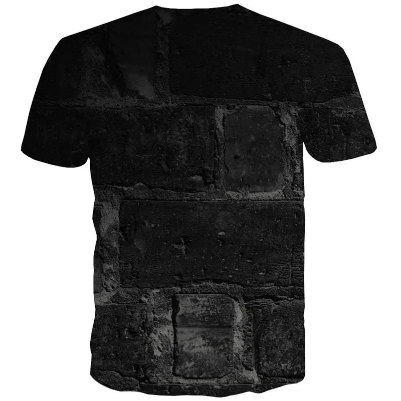 Black brick texture t shirts t shirt 3D special texture art costume different Cool man