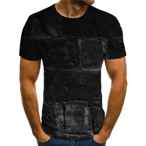 Black brick texture t shirts t shirt 3D special texture art costume different Cool man