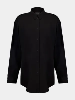 Black Crinkled Fluid Shirt