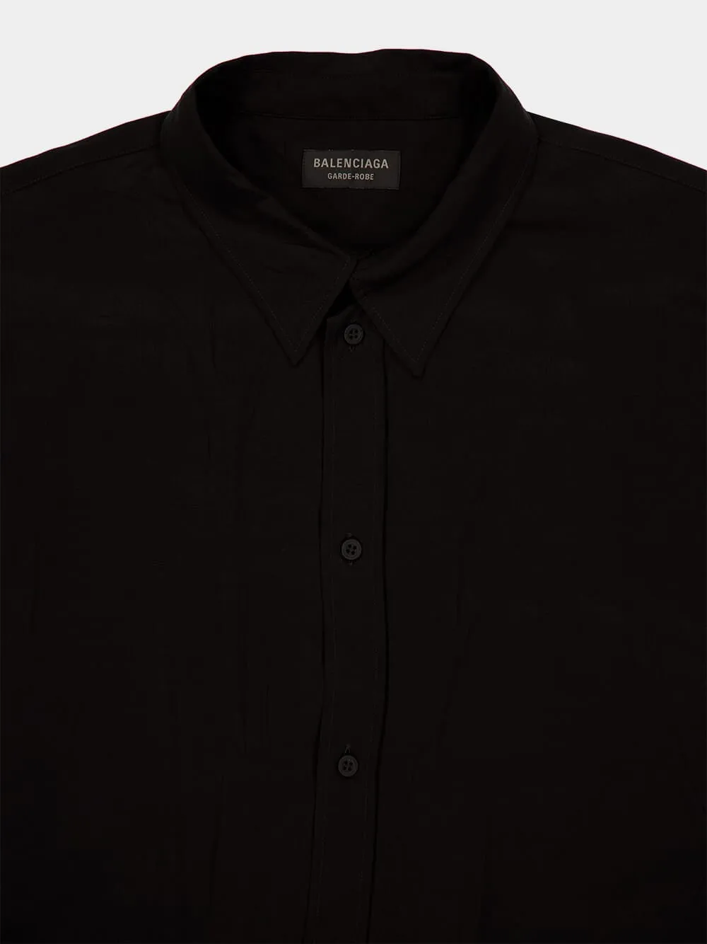 Black Crinkled Fluid Shirt