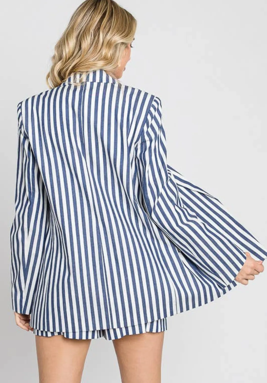 Blue & White Striped Blazer