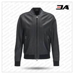 Bomber Jacket in Perforated Leather