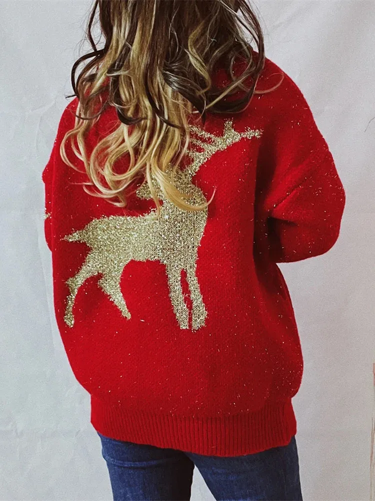 Chic O-Neck Long Sleeve Knitted Christmas Sweater