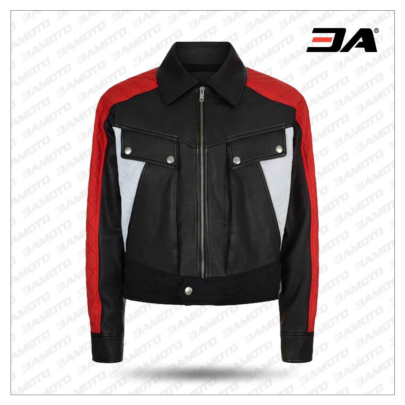 Fashion Block Leather Bomber Jacket