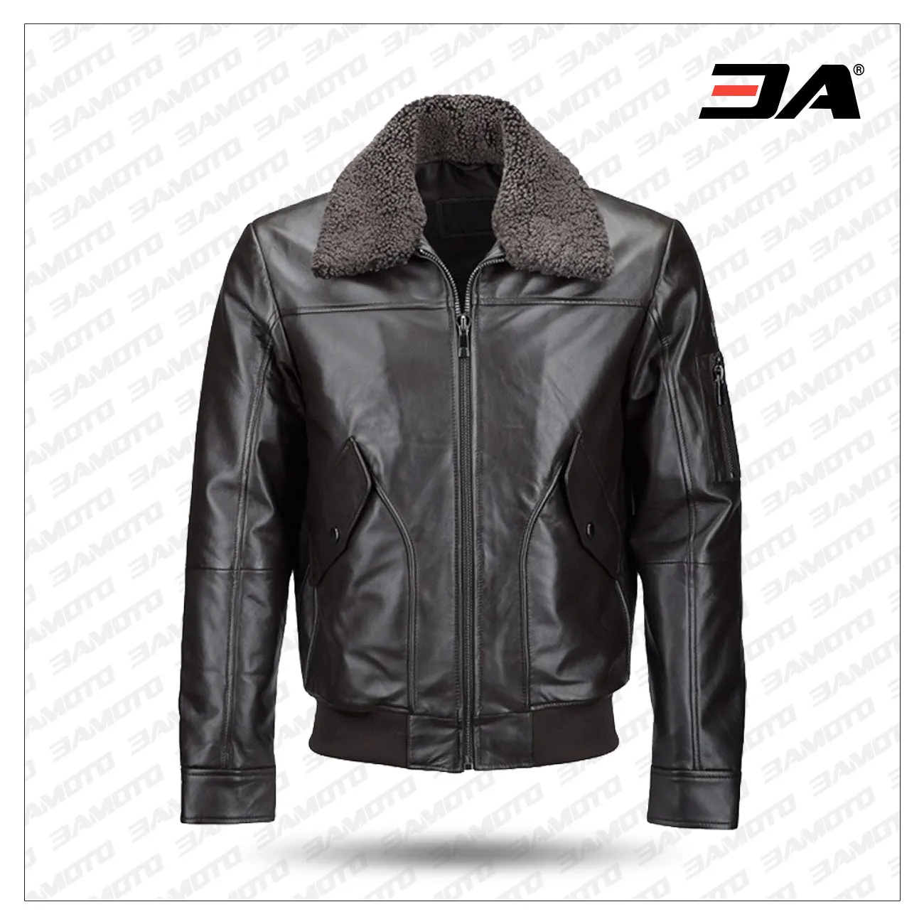 Fashion Men Shearling Leather Jacket