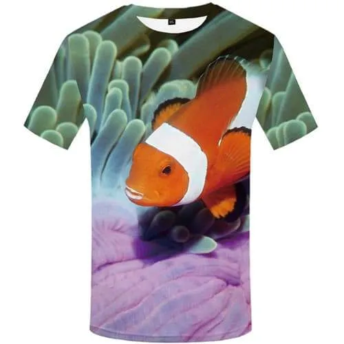 Fish T shirts Men Colorful Tshirts Cool Animal T shirts Funny Tropical Tshirts Casual Graffiti T-shirts 3d Short Sleeve T shirts