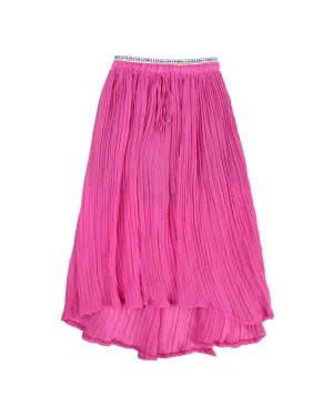 FunFun Womens Pleated Chiffon High-Low Midi Skirt