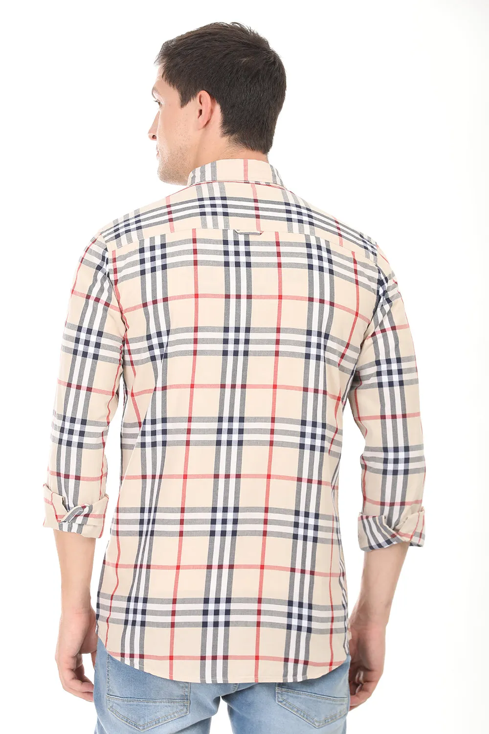 Gridline Checkered Shirt - Beige