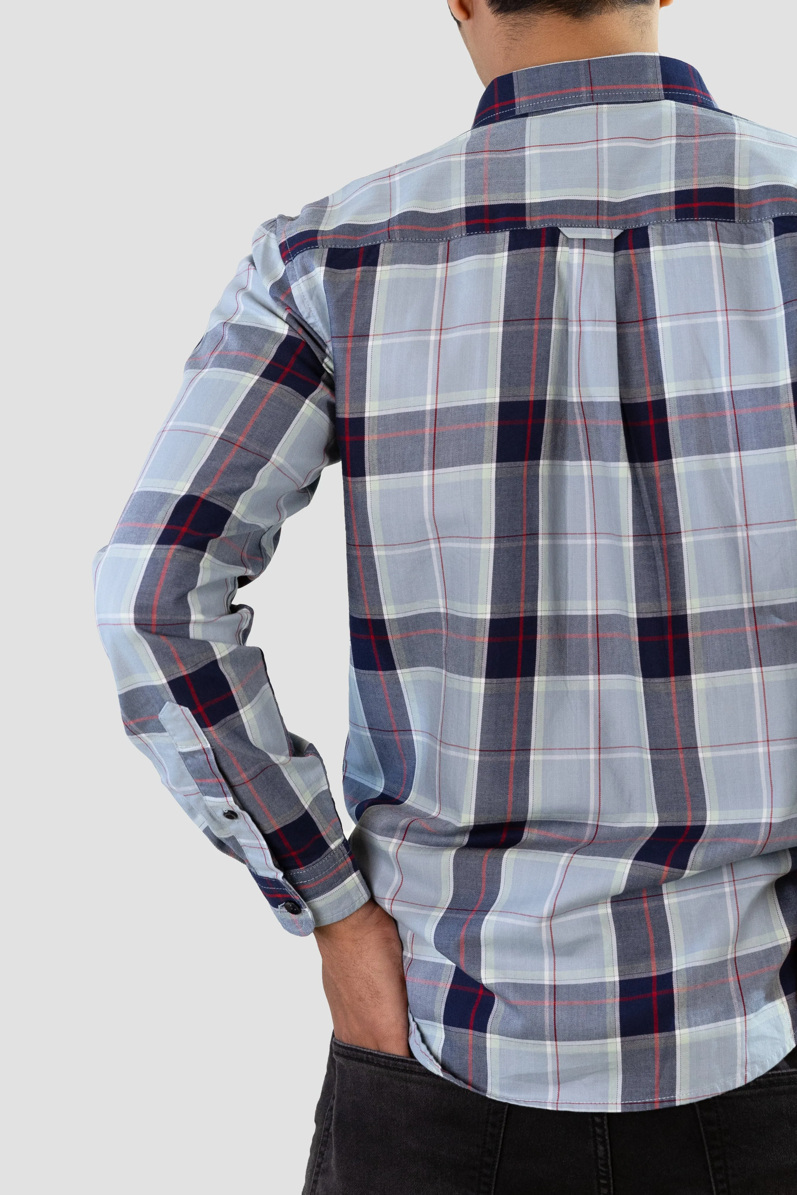 Gridline Checkered Shirt - Light Blue