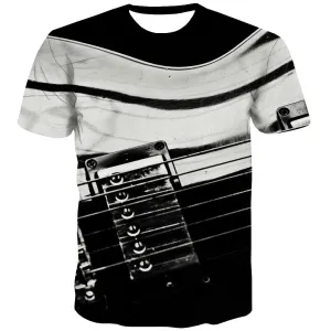 Guitar T-shirt Men Music Tshirt Printed Wooden Shirt Print Metal Tshirts Casual