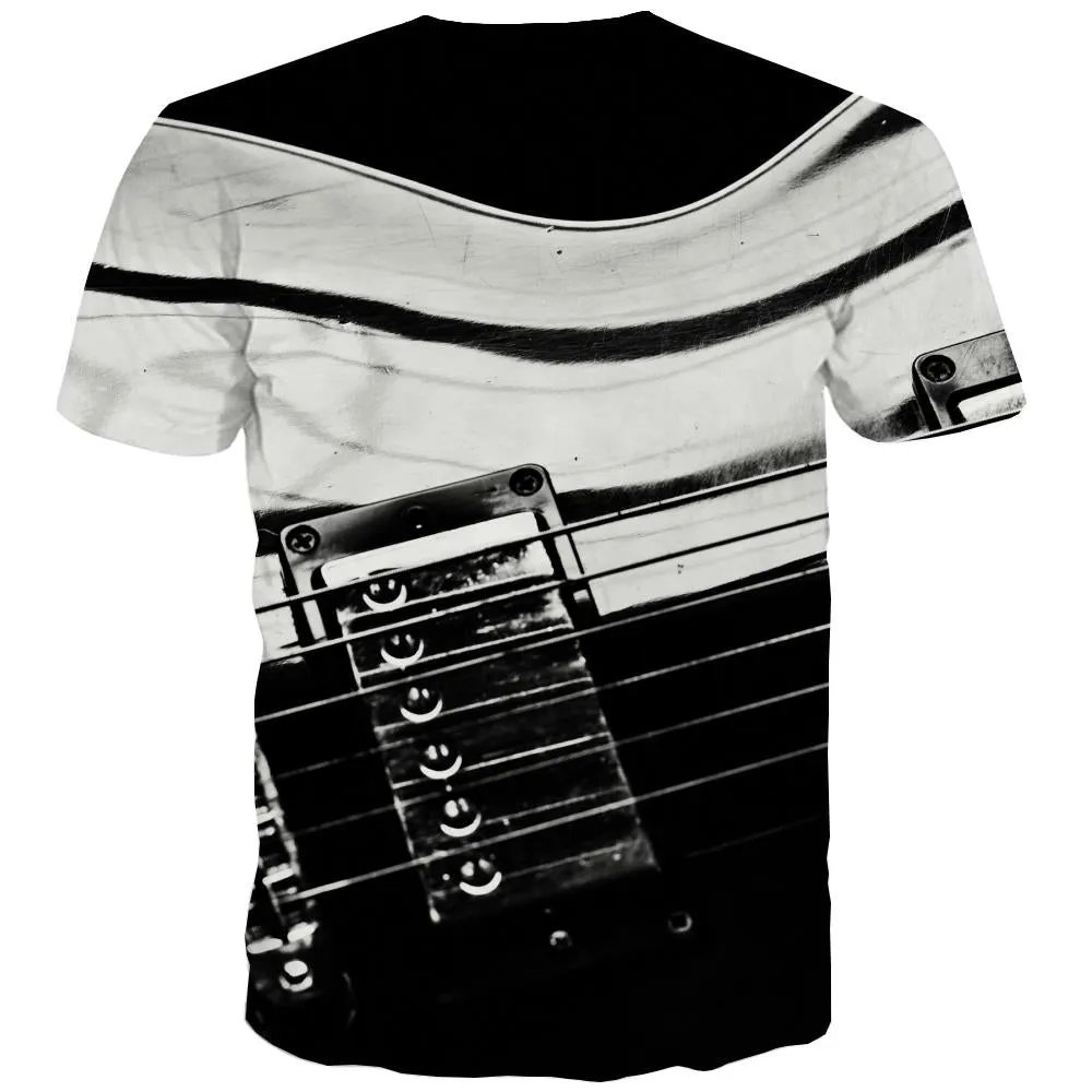 Guitar T-shirt Men Music Tshirt Printed Wooden Shirt Print Metal Tshirts Casual