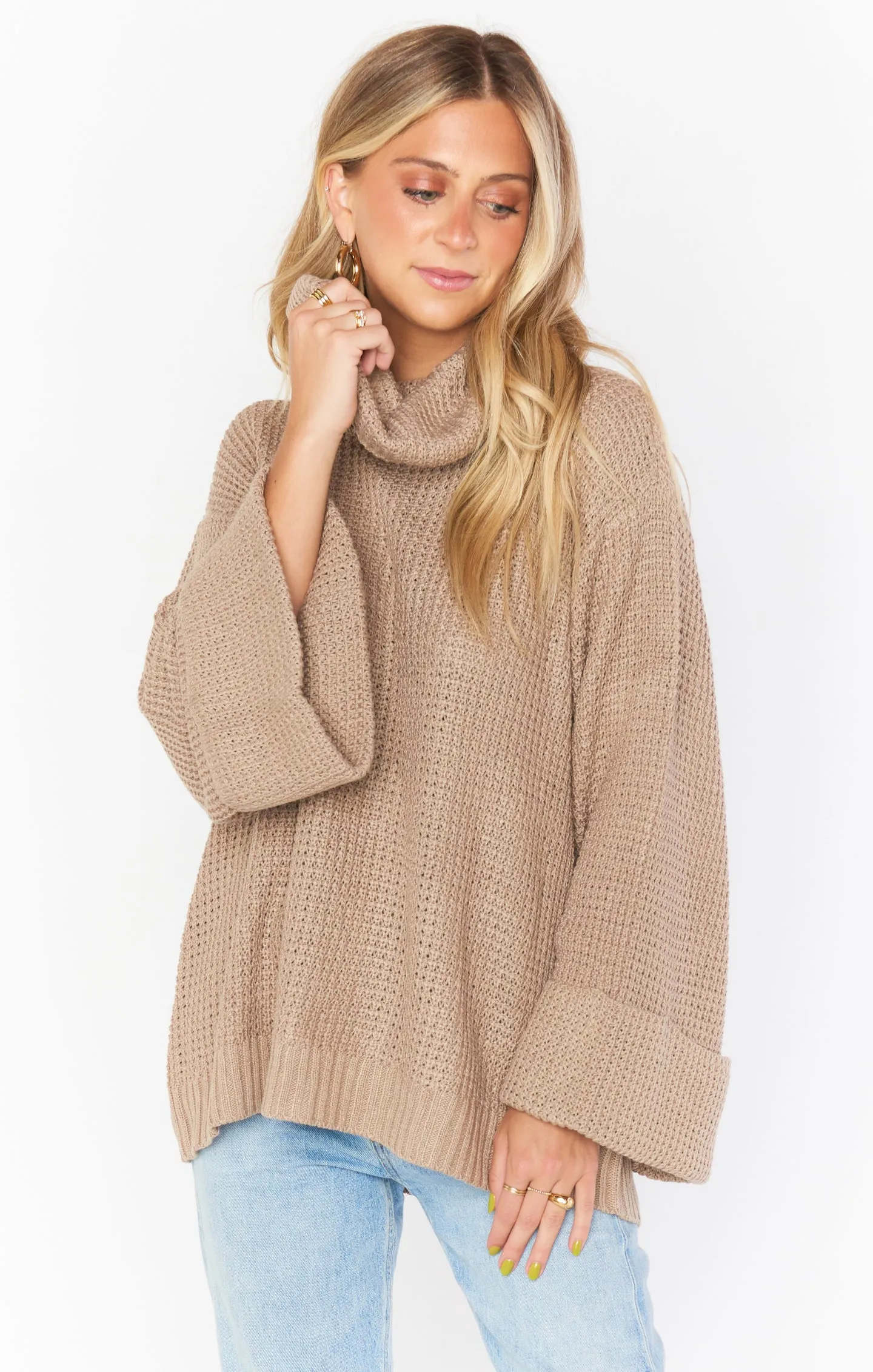 Hicks Sweater ~ Taupe Waffle Knit