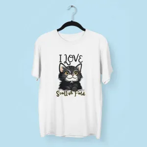 I Love Scottish Fold Round Neck Half Sleeve Classic T-Shirt