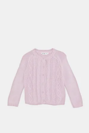 Infant girls Lilac Chain Stitch Cardigan