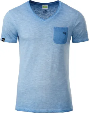 JAN 8016 ― Herren Bio-Baumwolle V-Neck Flammgarn T-Shirt - Horizon Blau