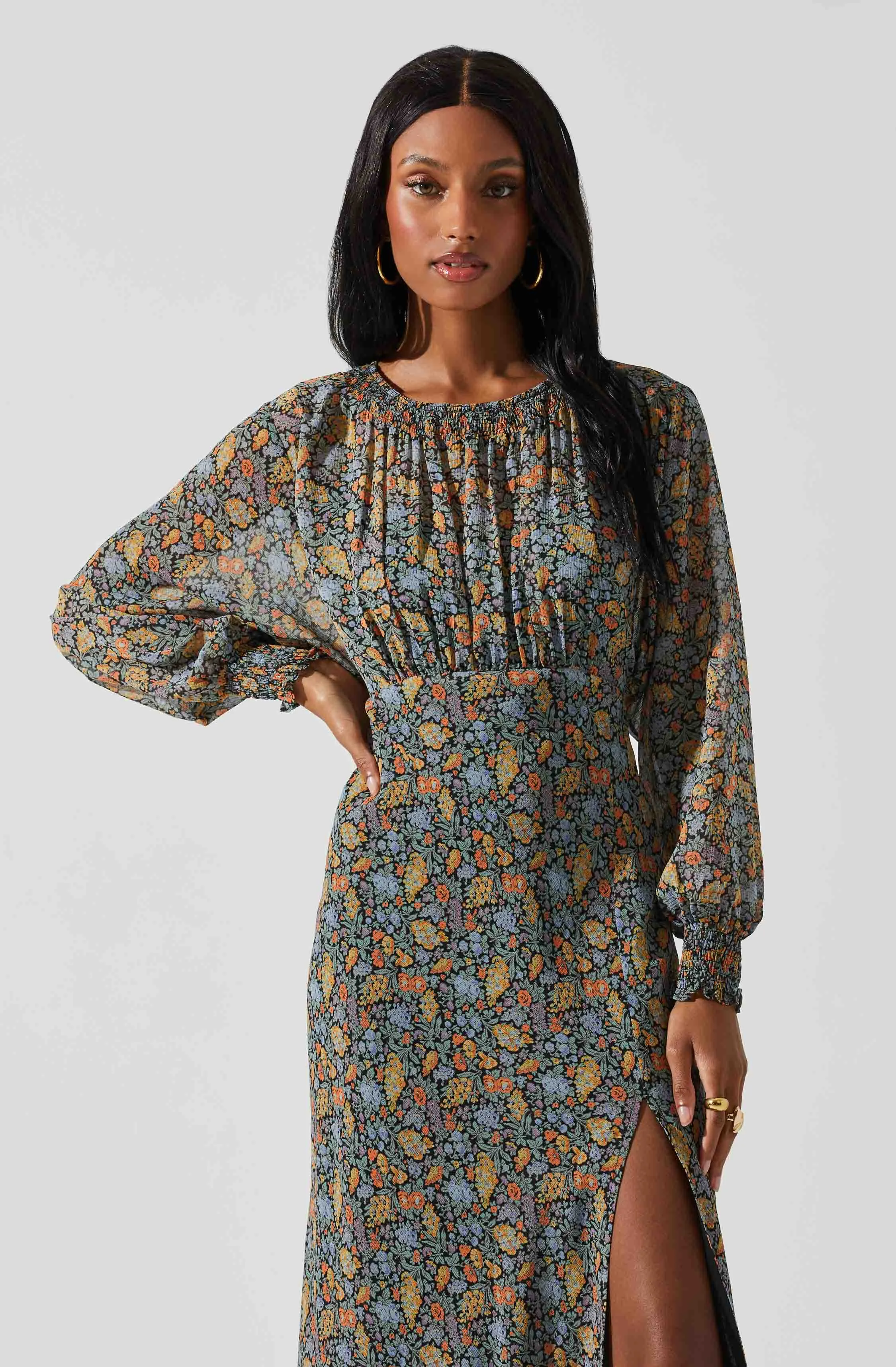 Jenna Dolman Sleeve Floral Maxi Dress