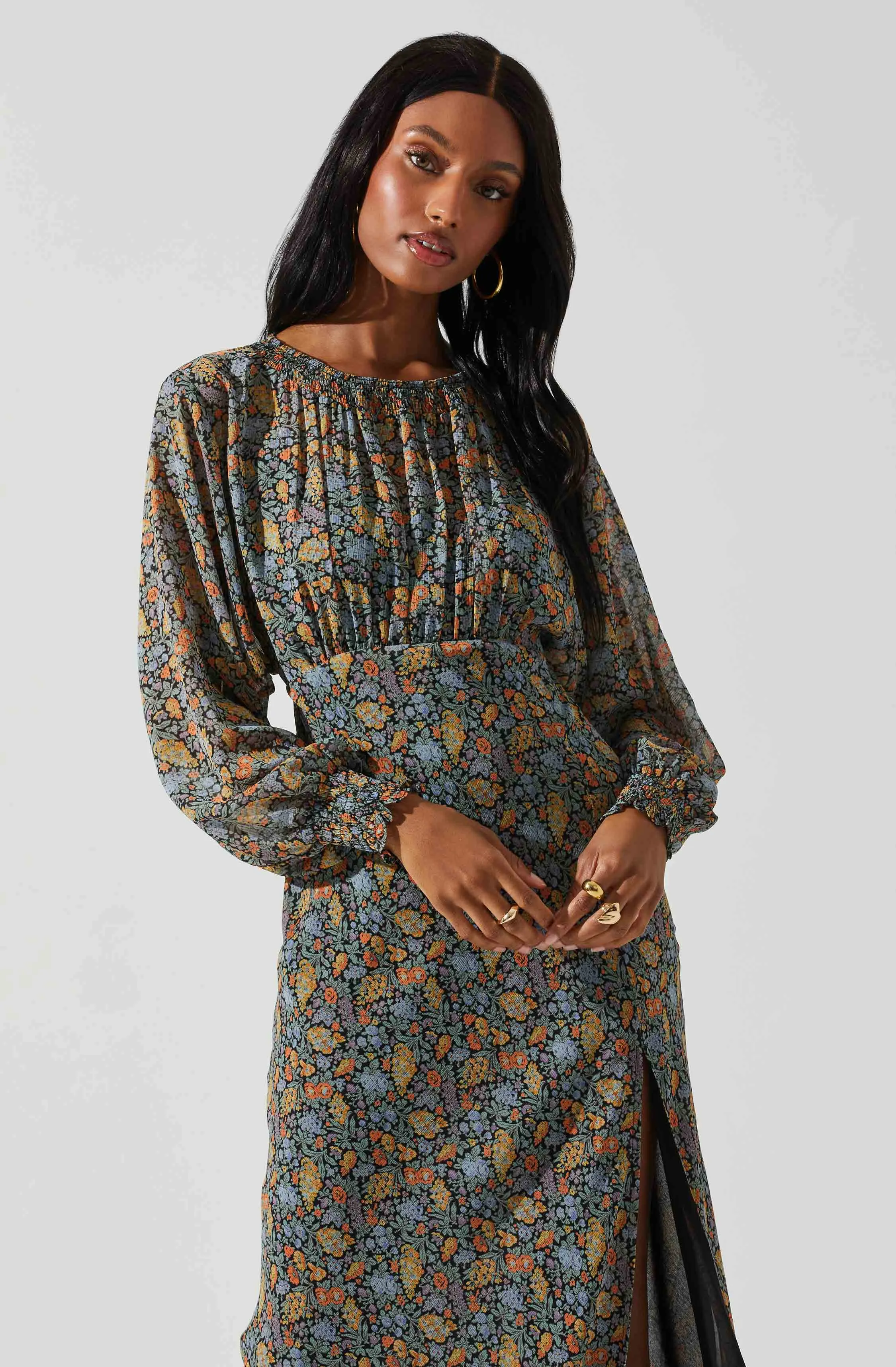 Jenna Dolman Sleeve Floral Maxi Dress