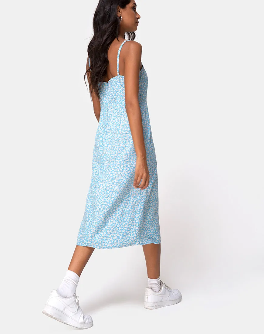 Kaoya Midi Dress in Ditsy Rose Blue