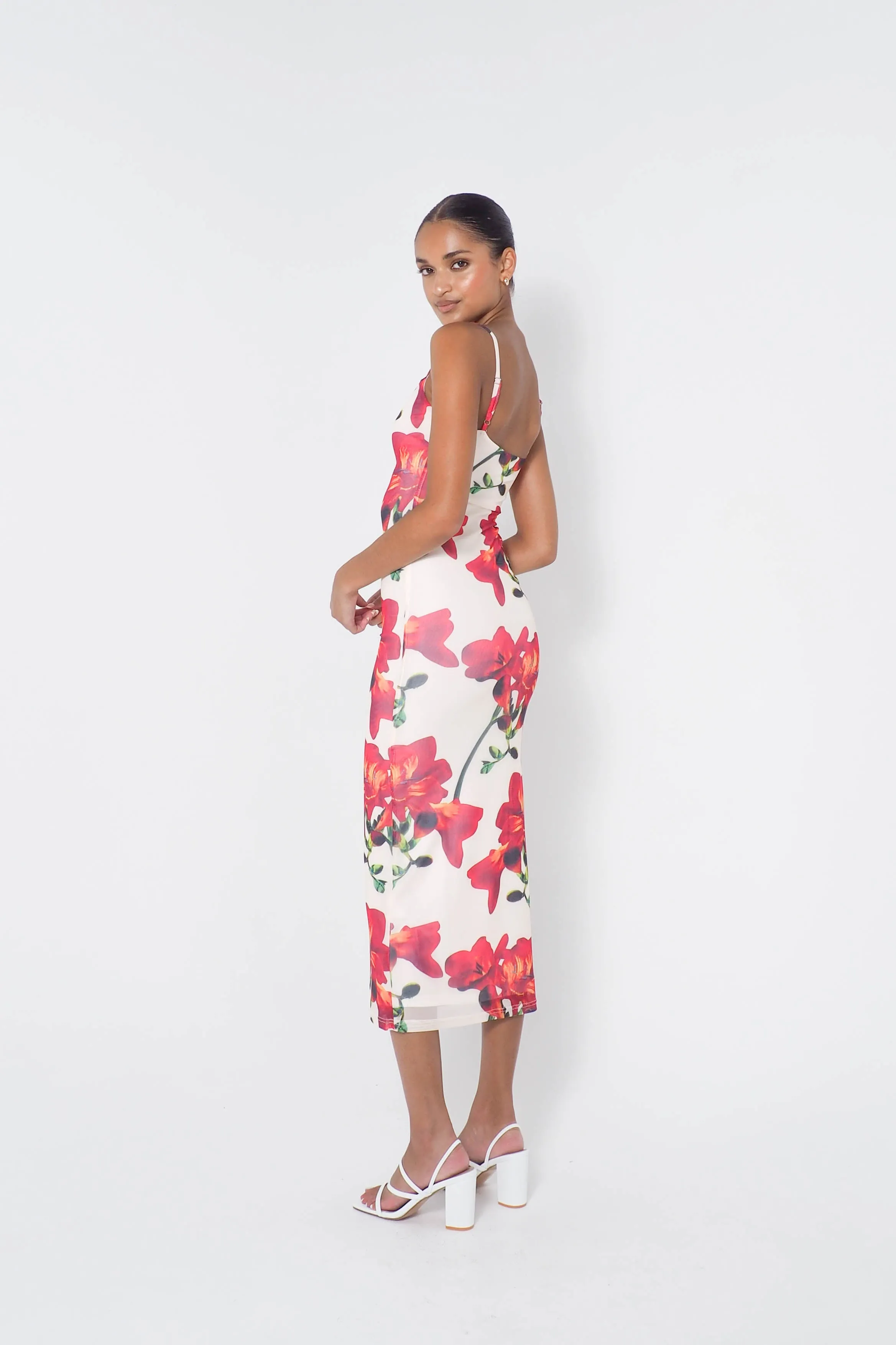 Kingsley Floral Midi Dress - White