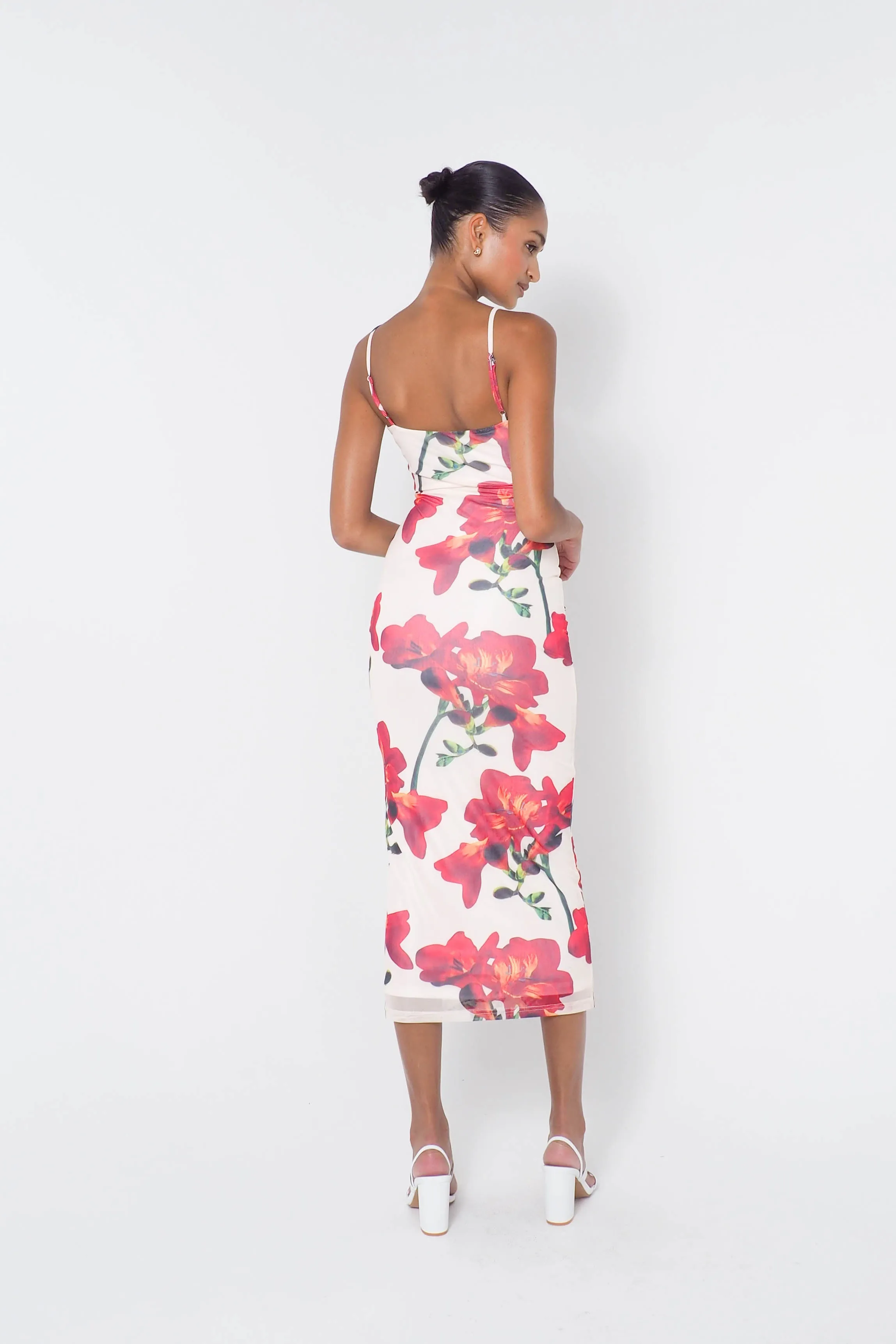 Kingsley Floral Midi Dress - White