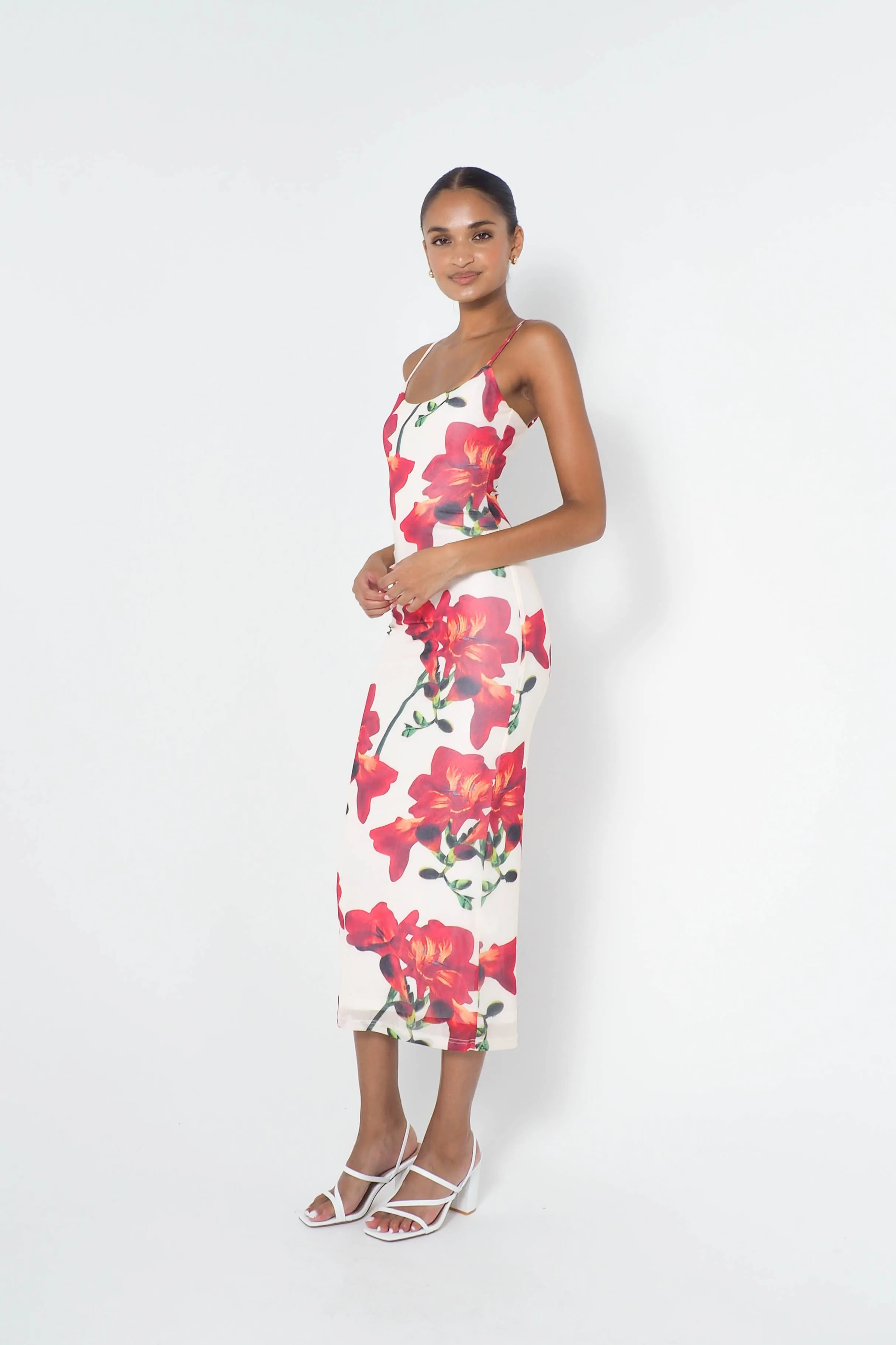 Kingsley Floral Midi Dress - White