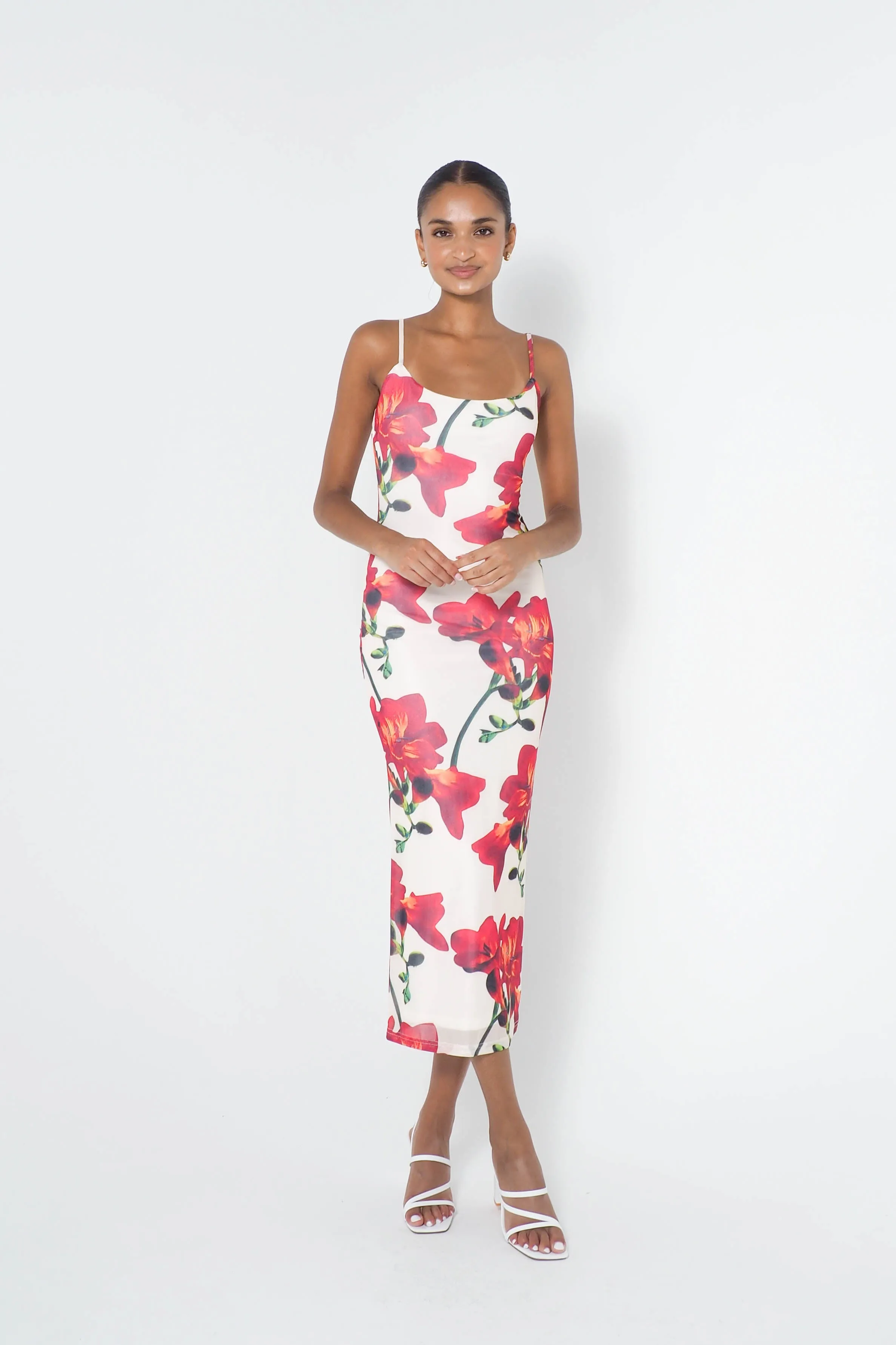 Kingsley Floral Midi Dress - White