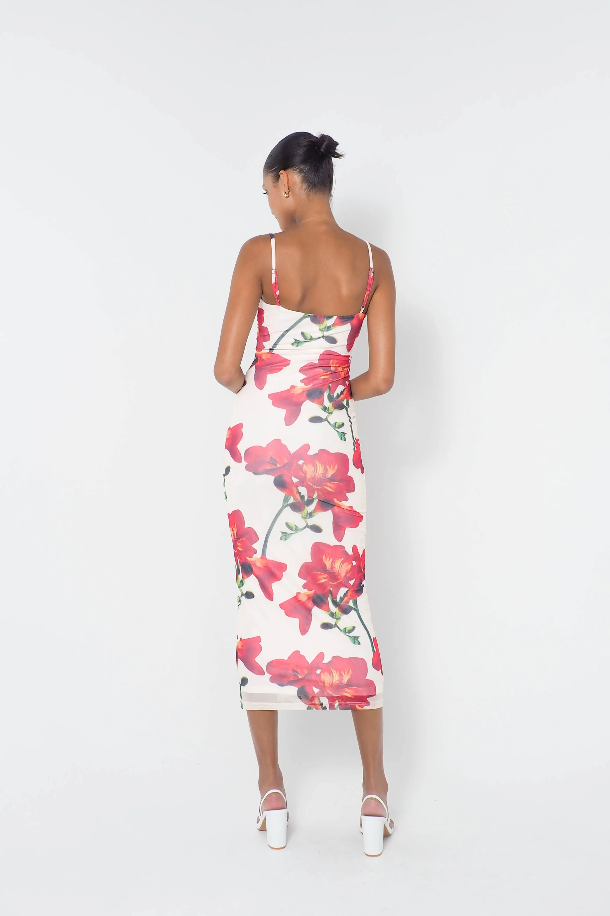 Kingsley Floral Midi Dress - White