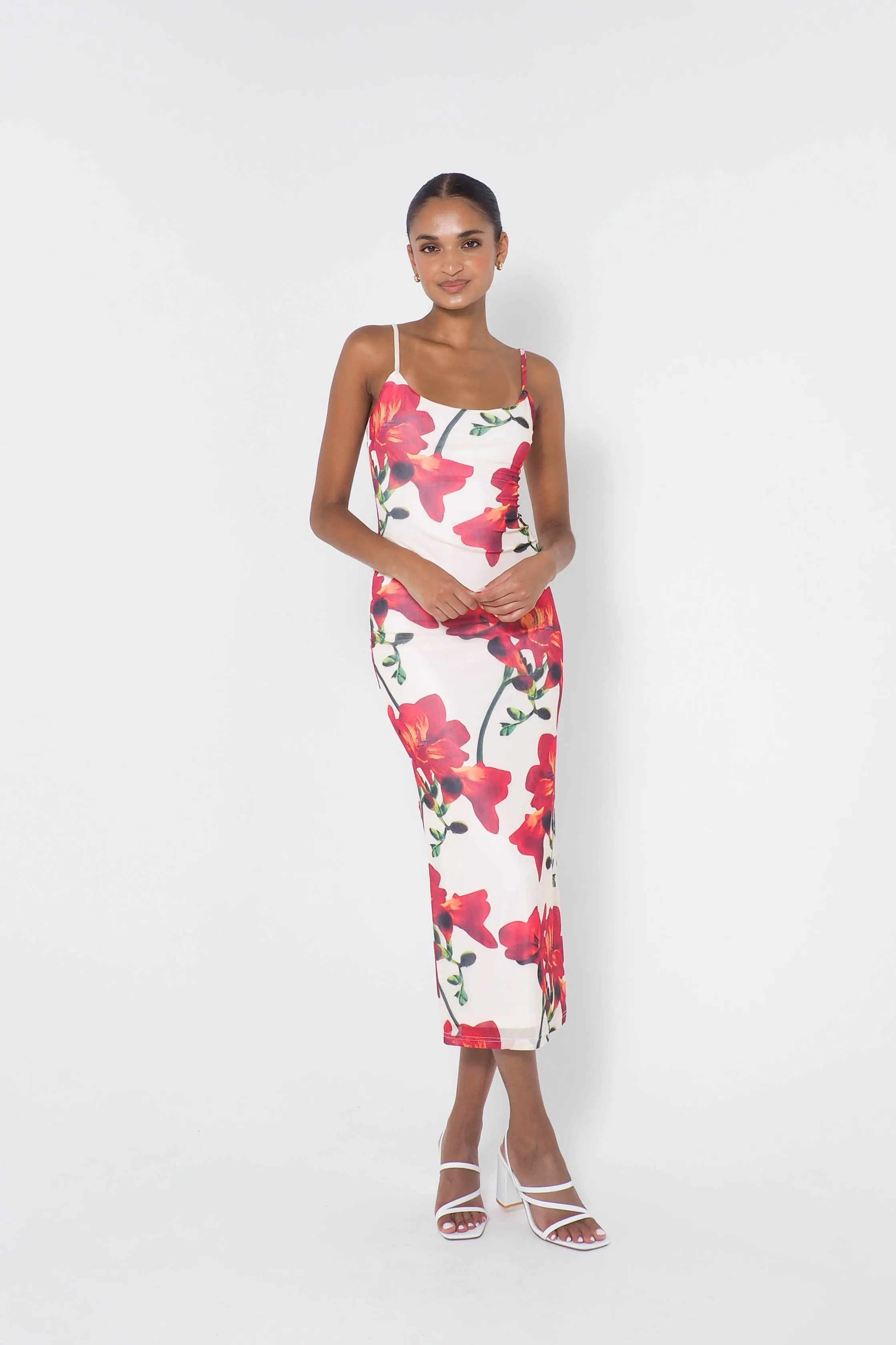 Kingsley Floral Midi Dress - White