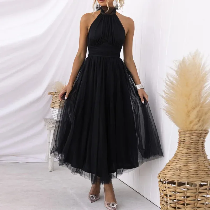 Lantern Sleeveless Elegant Gauze Party Dresses