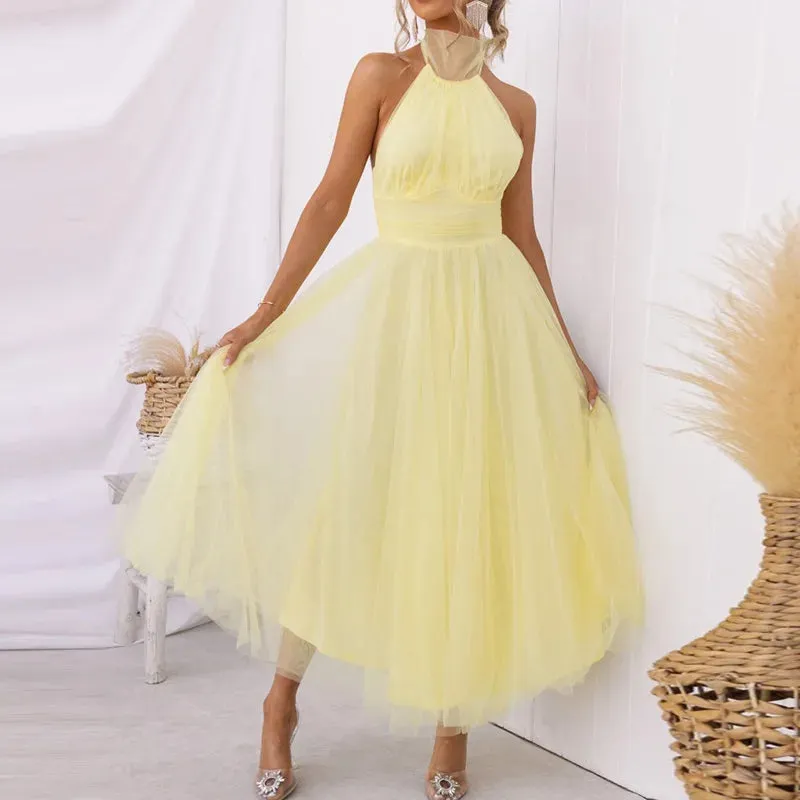 Lantern Sleeveless Elegant Gauze Party Dresses