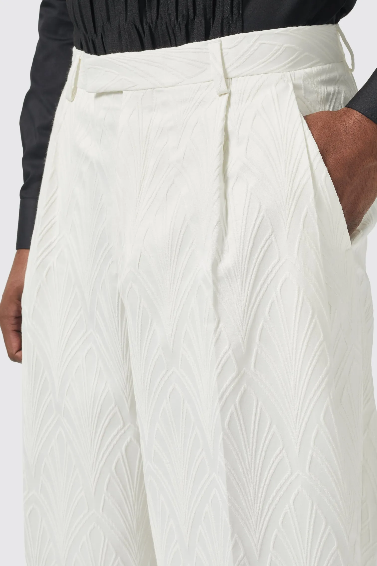 Makowski Straight Leg White Cotton Trouser