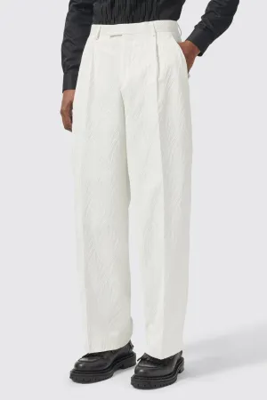 Makowski Straight Leg White Cotton Trouser