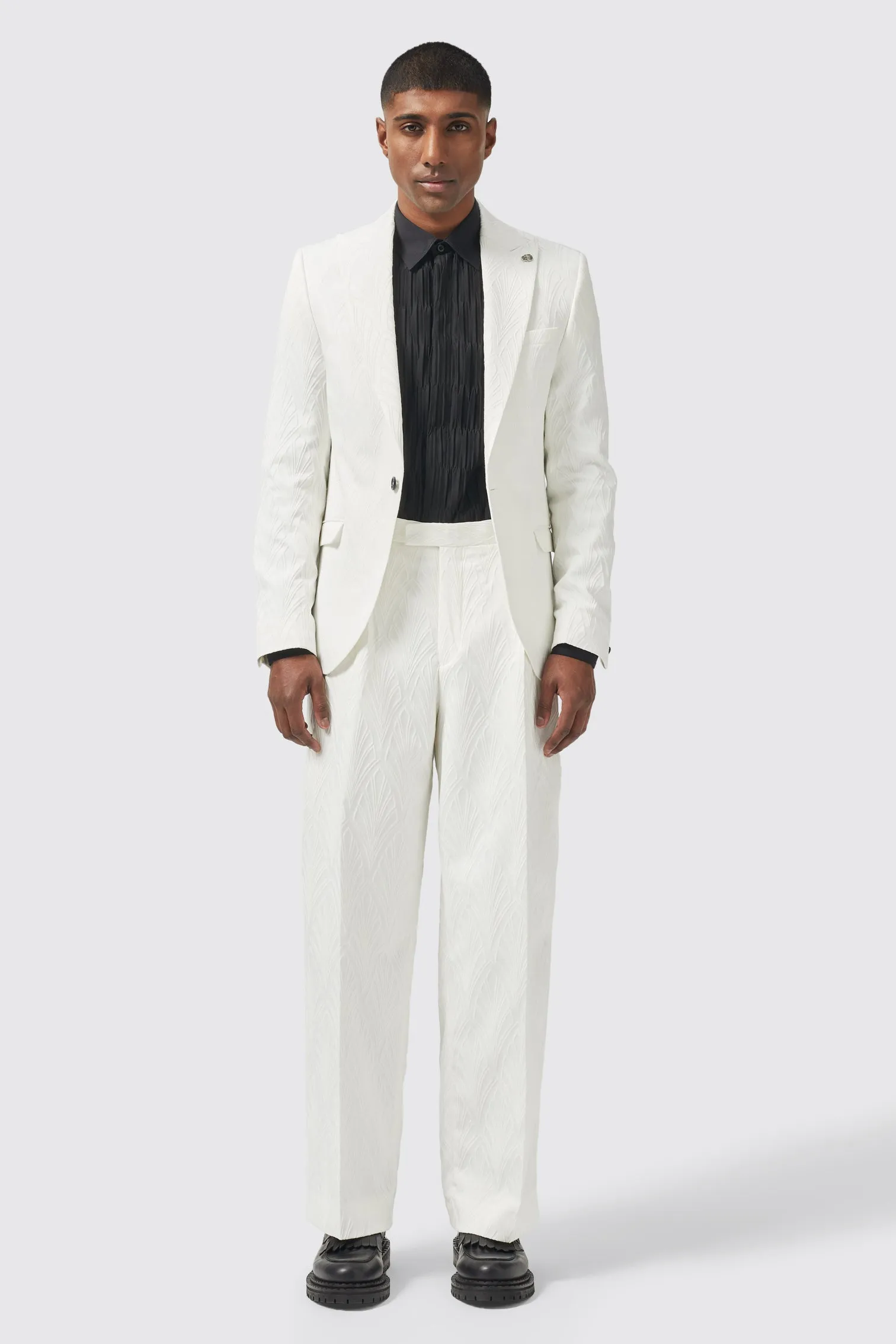 Makowski Straight Leg White Cotton Trouser