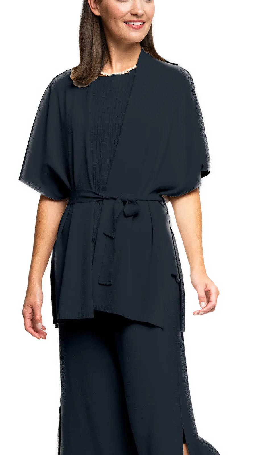 Melinda Belted Dropped Shoulder Cardigan - Dark Navy