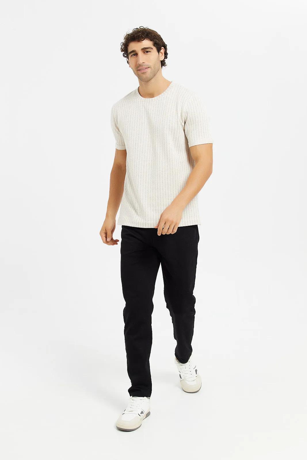 Men Loose Knit Striper T-Shirt