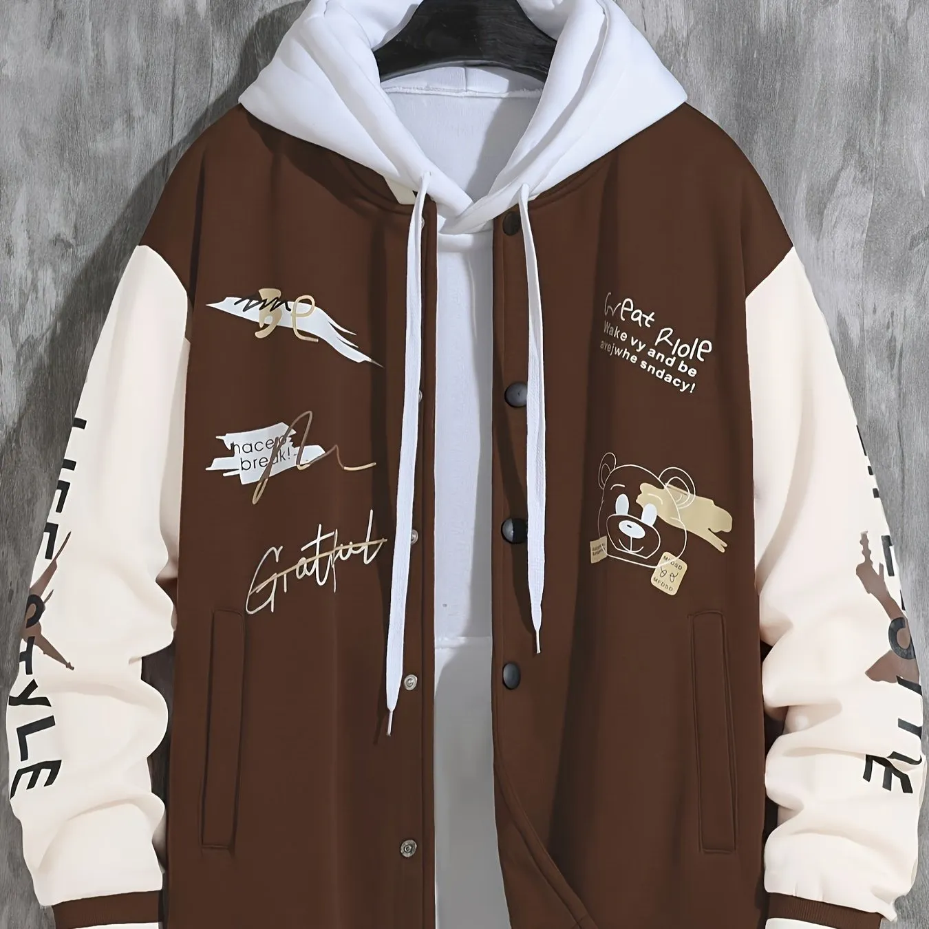 Mens College Varsity Jacket Letter Print Baseball Coat for SpringAutumn