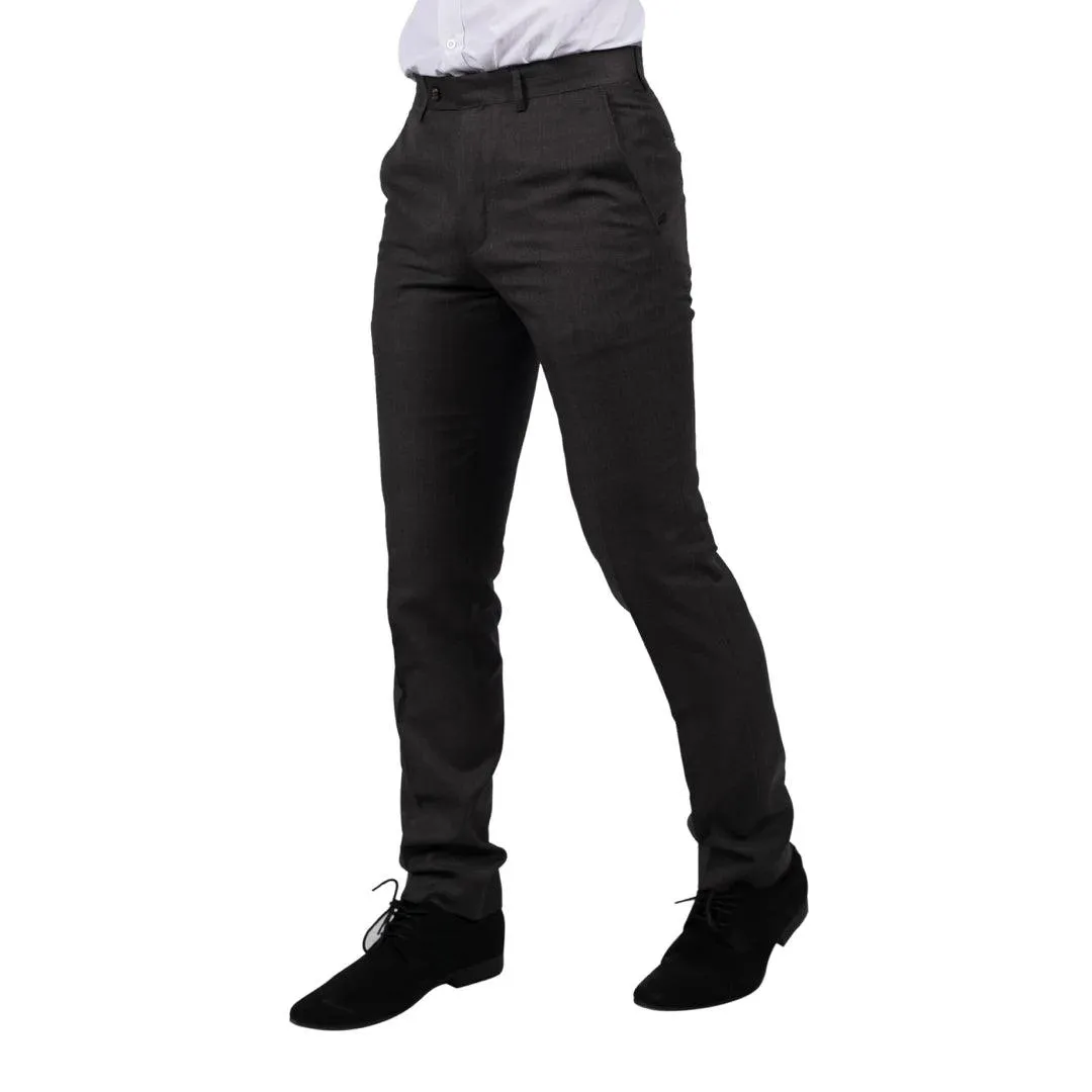 Mens Dark Grey Charcoal Trousers Classic Stitch Wedding Summer Prom Classic