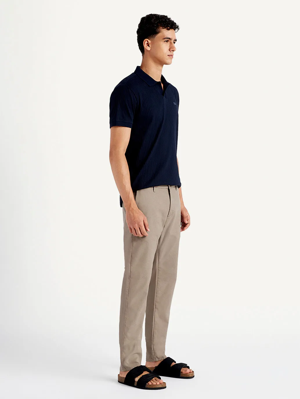 Men's Light Brown Tapered Trousers