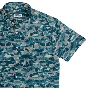 Military Fighter Jet Navy Camo Blue Button Up Shirt