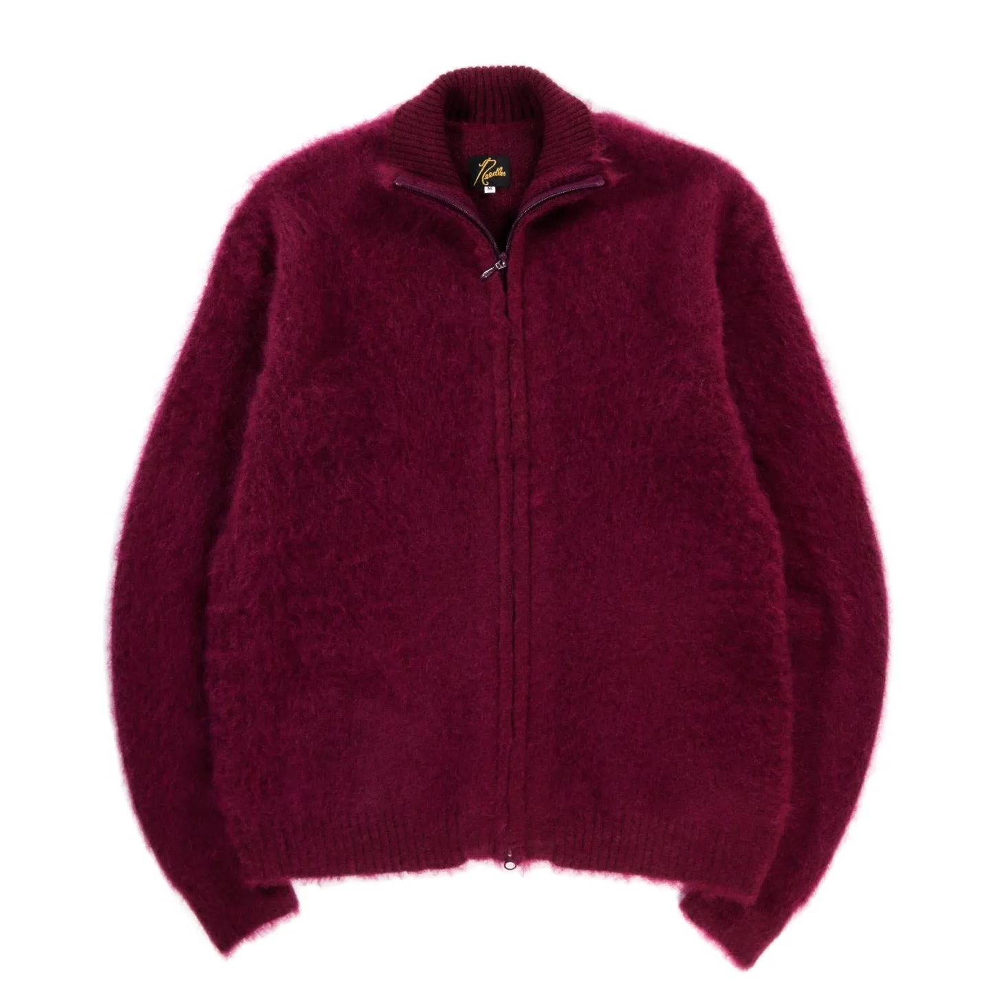 NEEDLES ZIPPED MOHAIR CARDIGAN BORDEAUX