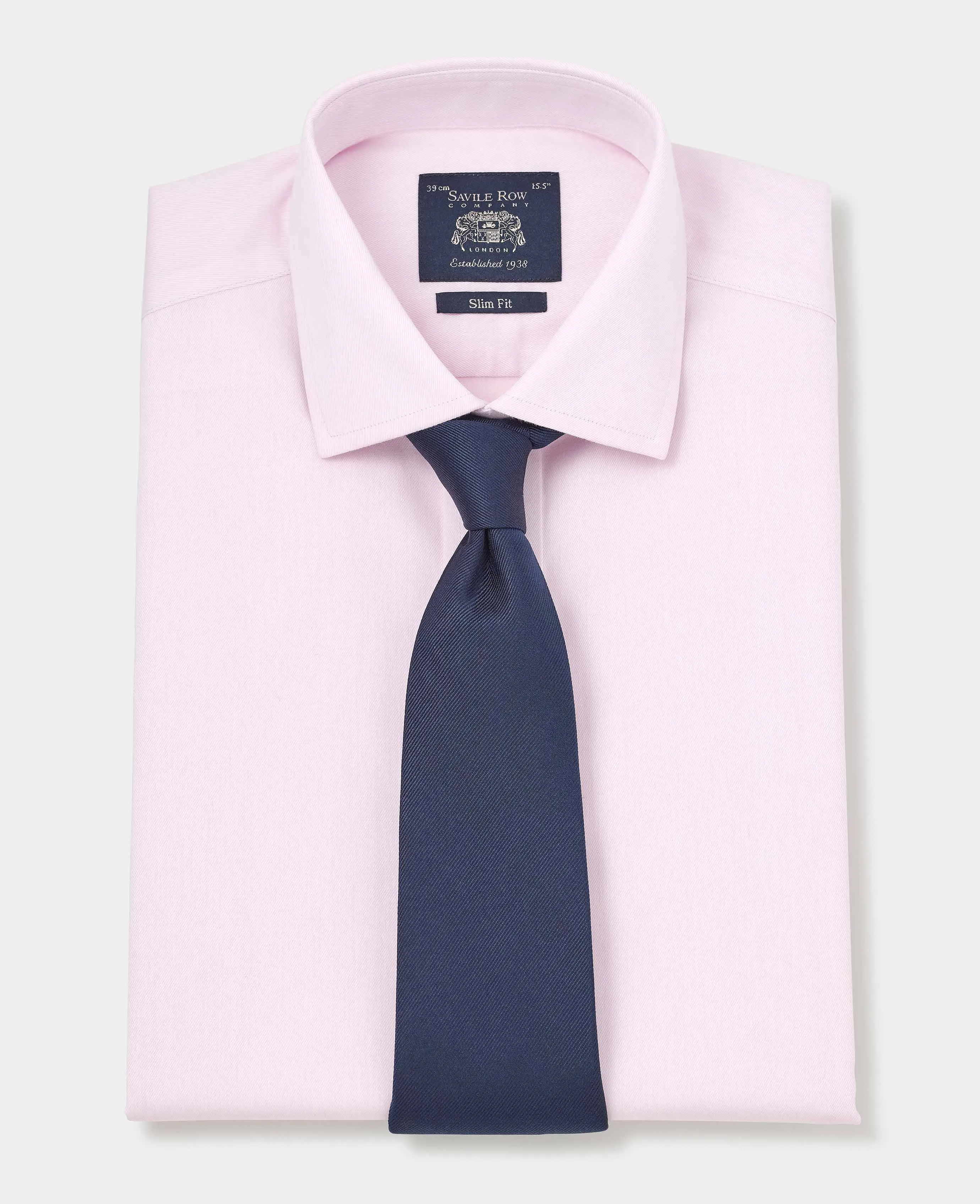 Pink Cotton Twill Slim Fit Non-Iron Shirt - Single Cuff