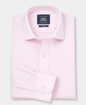 Pink Cotton Twill Slim Fit Non-Iron Shirt - Single Cuff