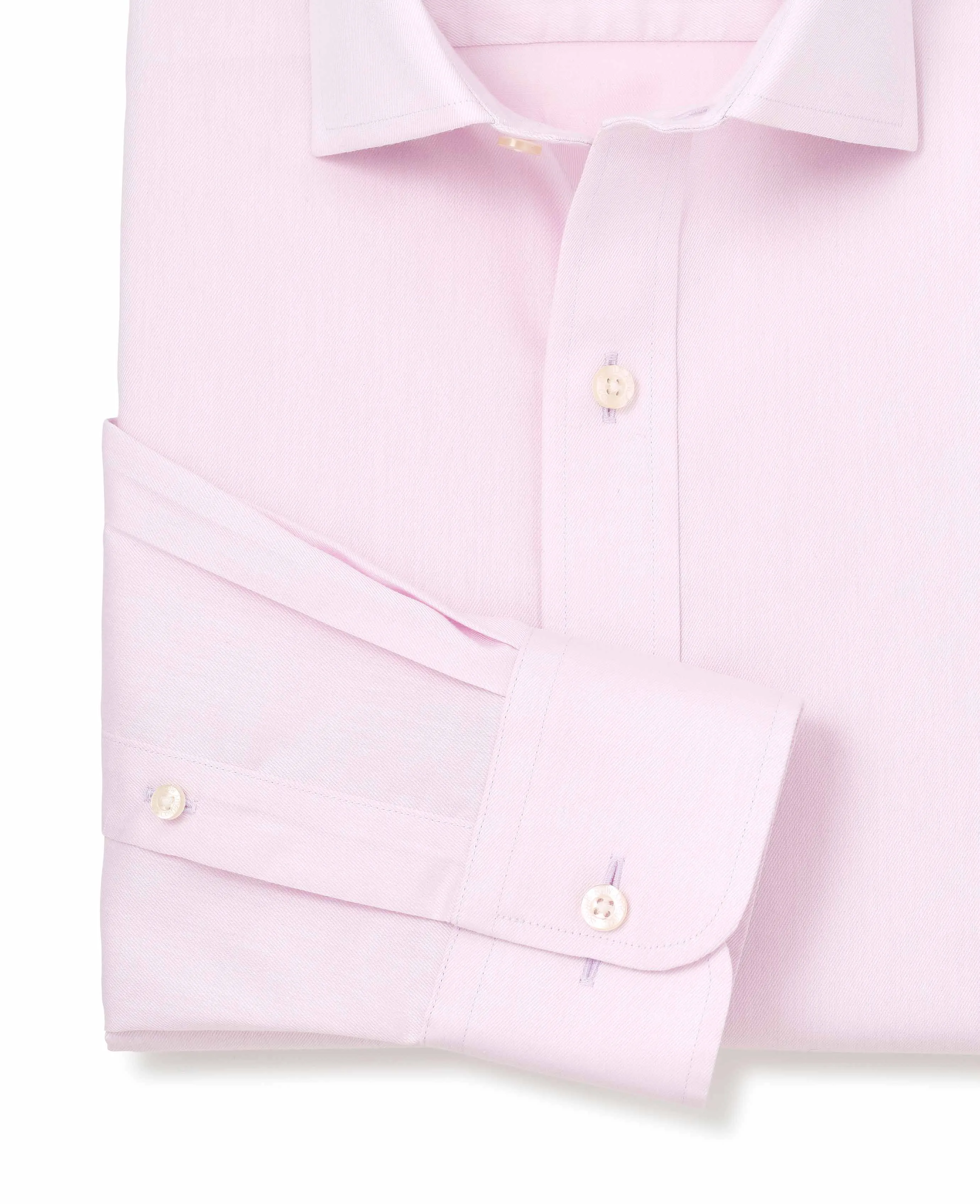 Pink Cotton Twill Slim Fit Non-Iron Shirt - Single Cuff