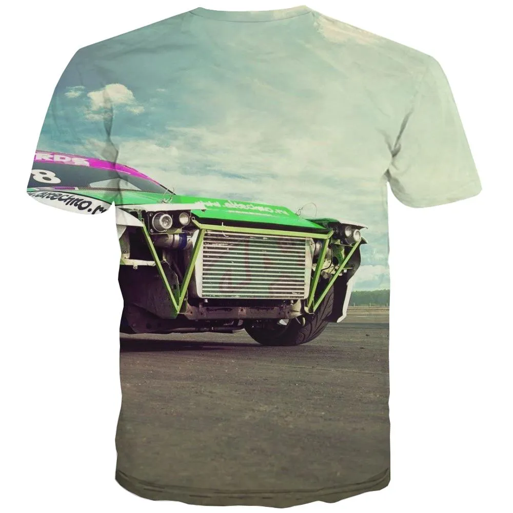 Racing Car T-shirt Men Metal Shirt Print City T shirts Funny Gray T-shirts Graphic Retro Tshirts Cool